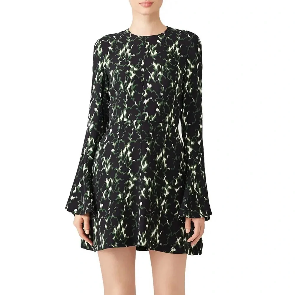 A.L.C. Elegant Black and Green Patterned Dress - Picture 6 of 13